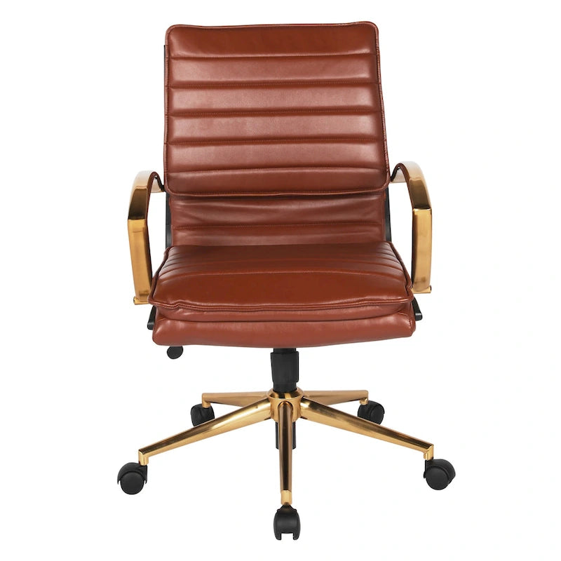 OSP Home Furnishings Gold Base Mid-back Faux Leather Office Chair