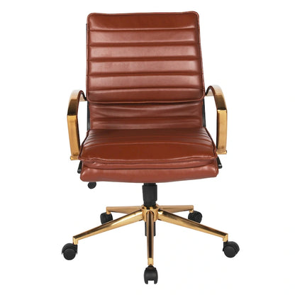 OSP Home Furnishings Gold Base Mid-back Faux Leather Office Chair