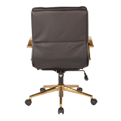 OSP Home Furnishings Gold Base Mid-back Faux Leather Office Chair