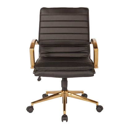 OSP Home Furnishings Gold Base Mid-back Faux Leather Office Chair