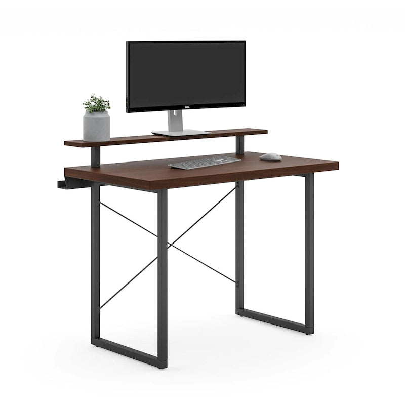 Homestyles Merge Brown Wood Desk with Monitor Stand