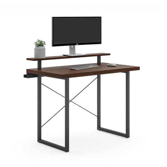 Homestyles Merge Brown Wood Desk with Monitor Stand