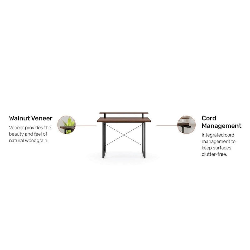 Homestyles Merge Brown Wood Desk with Monitor Stand