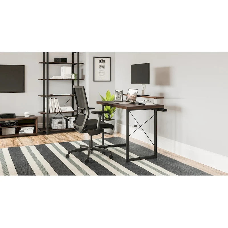 Homestyles Merge Brown Wood Desk with Monitor Stand