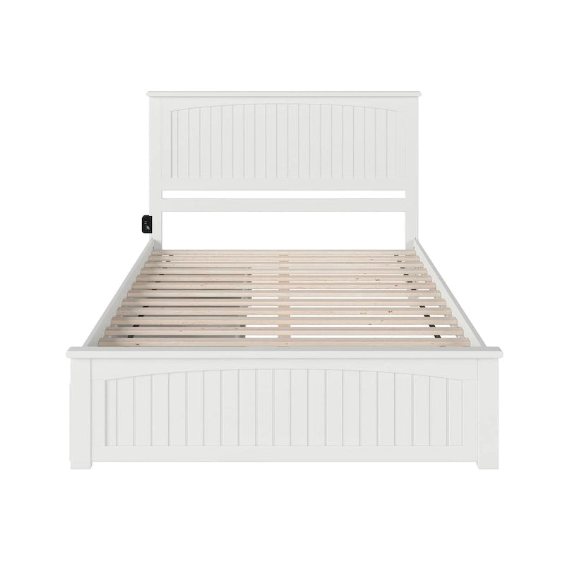 Nantucket White Queen Platform Bed with 2 Under-bed Drawers