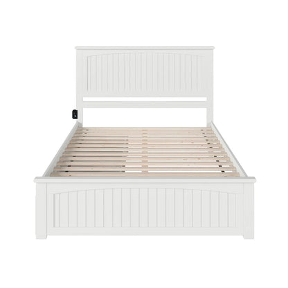Nantucket White Queen Platform Bed with 2 Under-bed Drawers