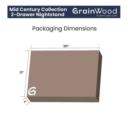 Grain Wood Furniture Mid Century Two-Drawer Nightstand