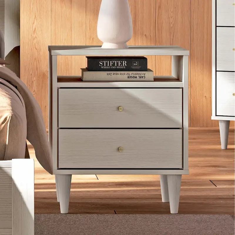 Grain Wood Furniture Mid Century Two-Drawer Nightstand