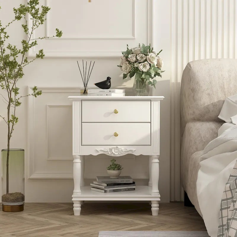 Nightstand Side Table Wood Night Stand White Bedside Table Lacuqer