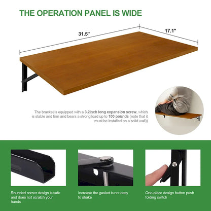Multifunctional Wall Mounted Folding Desk Wooden Shelf & Workbench