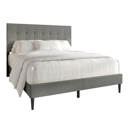 CraftPorch Clean-Lines Stitching Linen Upholstered Bed