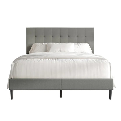 CraftPorch Clean-Lines Stitching Linen Upholstered Bed