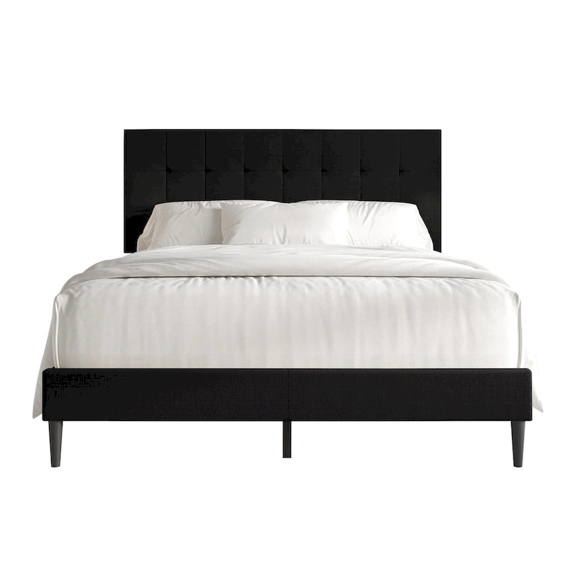 CraftPorch Clean-Lines Stitching Linen Upholstered Bed