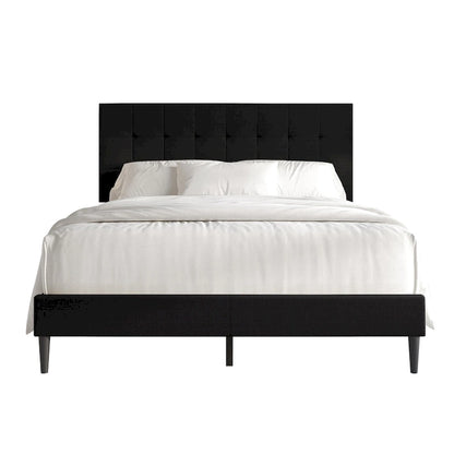 CraftPorch Clean-Lines Stitching Linen Upholstered Bed