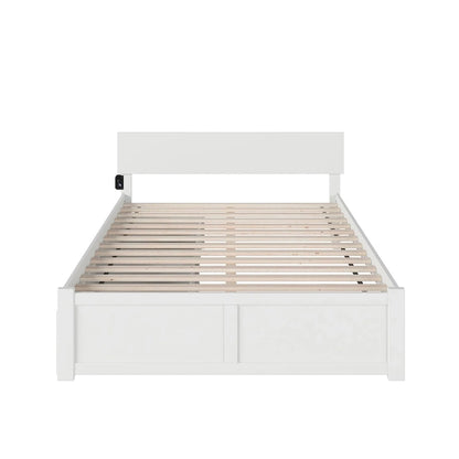 Orlando Queen White Paneled Platform Bed with 2 Drawers