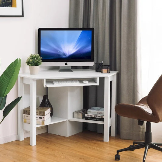 Wooden Corner Computer Desk with Drawer Office Study Table
