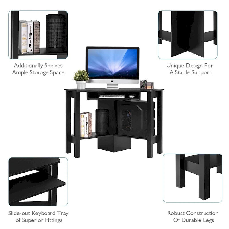 Wooden Corner Computer Desk with Drawer Office Study Table
