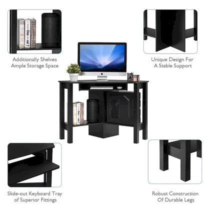 Wooden Corner Computer Desk with Drawer Office Study Table