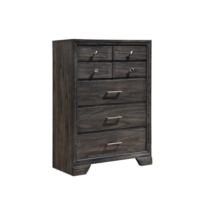 Ayla 5 Piece Gray Storage Fabric Platform Bedroom Set