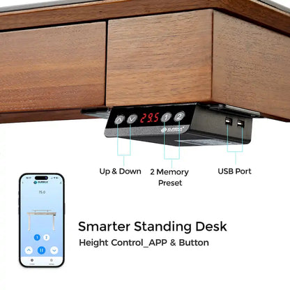 Eureka Ergonomic 55 Slate Stone Standing Desk Executive Writing Desk with 2 Drawers & Monitor Stand