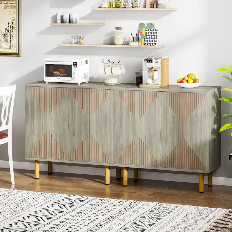 Modern Large White Storage Cabinet, Freestanding Floor Cabinet