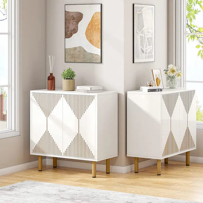 Modern Large White Storage Cabinet, Freestanding Floor Cabinet