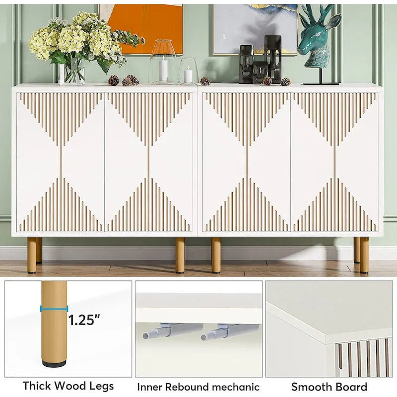 Modern Large White Storage Cabinet, Freestanding Floor Cabinet