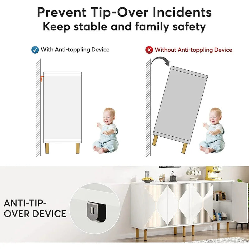 Modern Large White Storage Cabinet, Freestanding Floor Cabinet