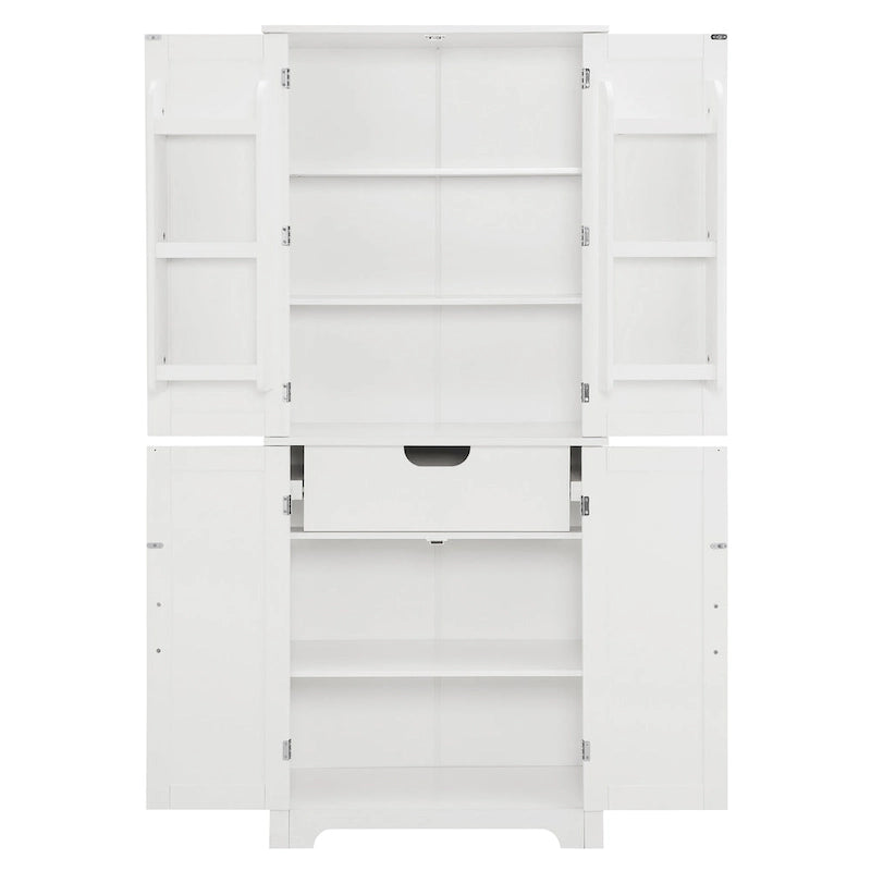 Bathroom storage cabinets with open shelves