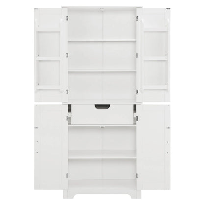Bathroom storage cabinets with open shelves