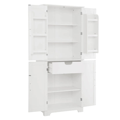 Bathroom storage cabinets with open shelves
