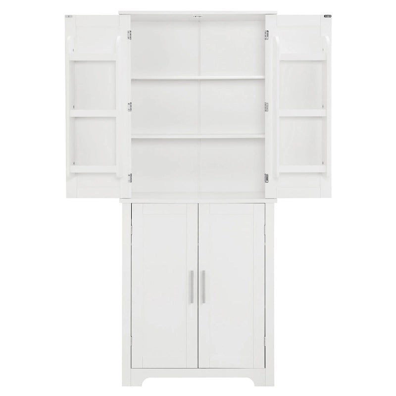 Bathroom storage cabinets with open shelves