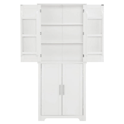 Bathroom storage cabinets with open shelves
