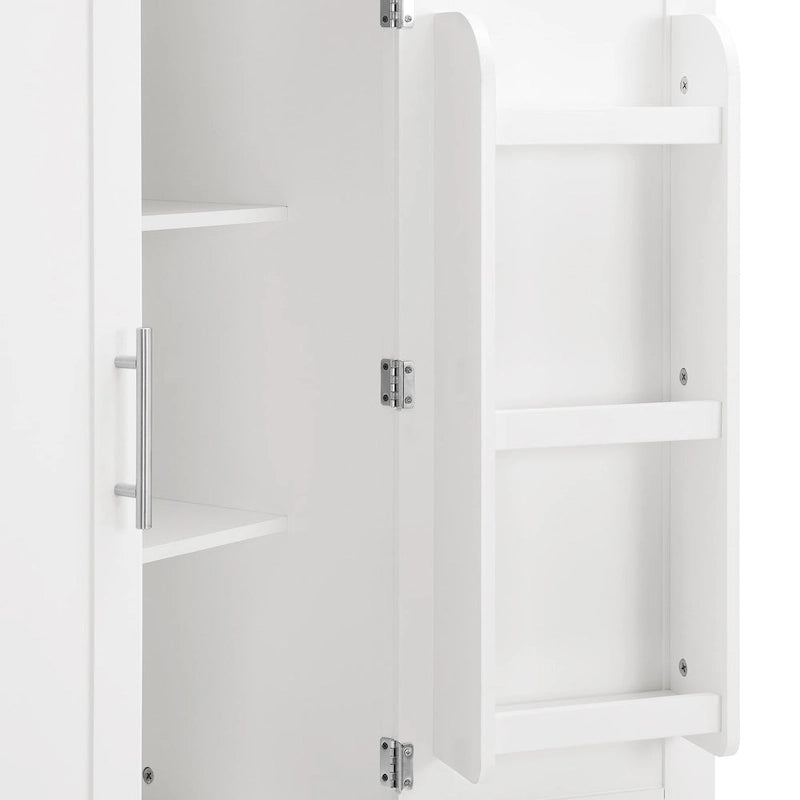 Bathroom storage cabinets with open shelves