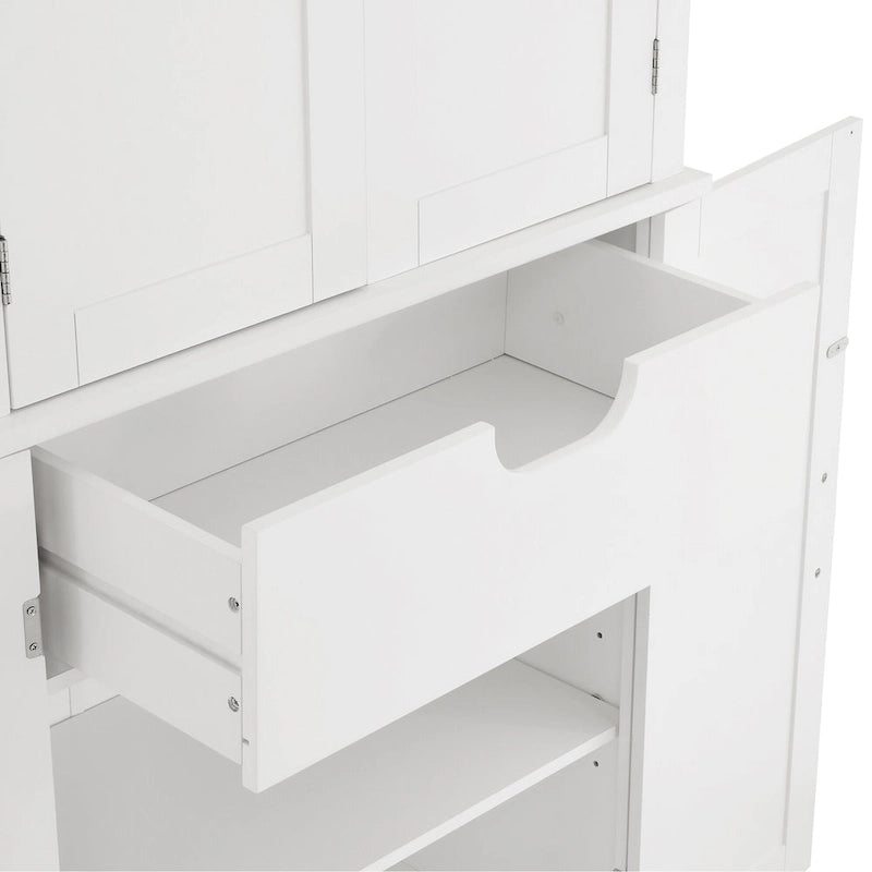 Bathroom storage cabinets with open shelves