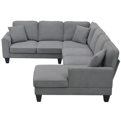 [VIDEO provided] [New] 108*85.5 Modern U Shape Sectional Sofa, 7 Seat Fabric Sectional Sofa Set with 3 Pillows Included for Liv