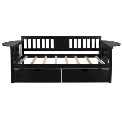 Twin size Daybed with Two Drawers, Wood Slat Support, Espresso