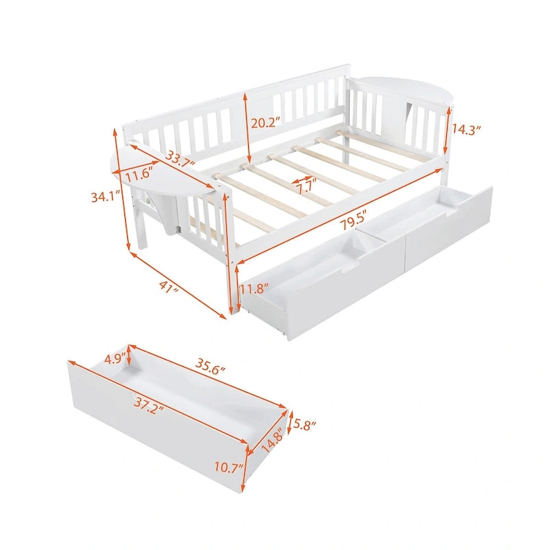 Twin size Daybed with Two Drawers, Wood Slat Support, Espresso