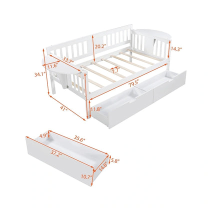 Twin size Daybed with Two Drawers, Wood Slat Support, Espresso