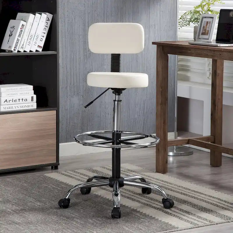 Adjustable Ergonomic Drafting Chair - Cream