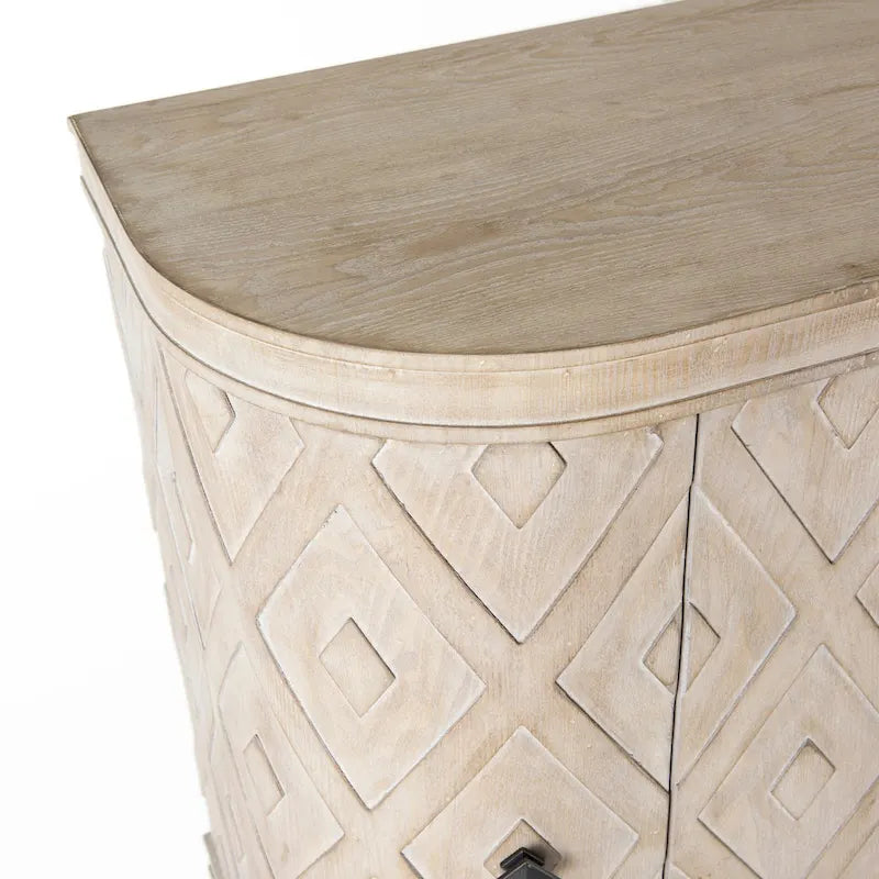 Lennon Beige Fir Veneer 4 Door Cabinet - 47.2L x 15.0W x 33.1H