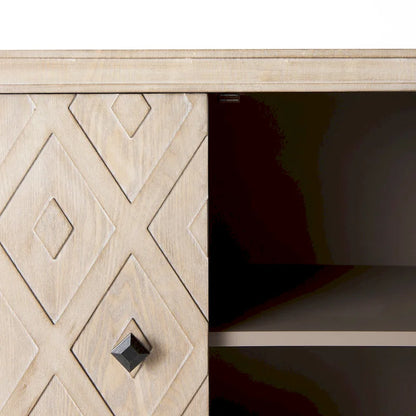 Lennon Beige Fir Veneer 4 Door Cabinet - 47.2L x 15.0W x 33.1H