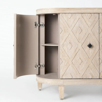 Lennon Beige Fir Veneer 4 Door Cabinet - 47.2L x 15.0W x 33.1H