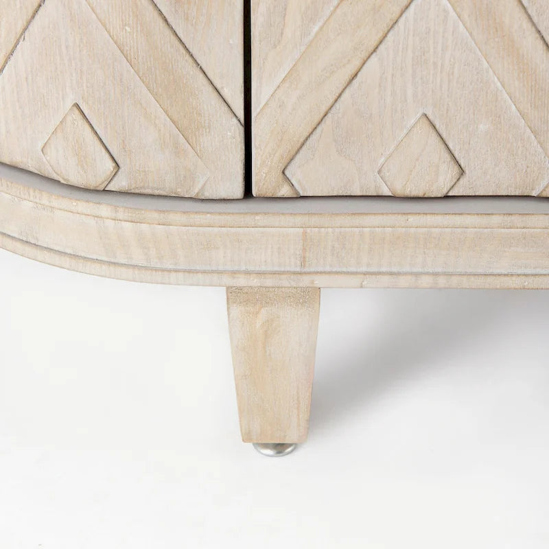 Lennon Beige Fir Veneer 4 Door Cabinet - 47.2L x 15.0W x 33.1H