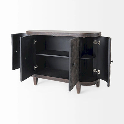 Lennon Beige Fir Veneer 4 Door Cabinet - 47.2L x 15.0W x 33.1H