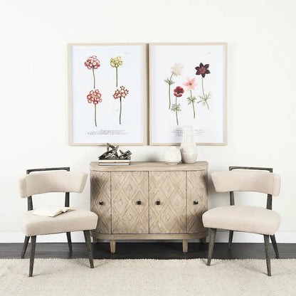 Lennon Beige Fir Veneer 4 Door Cabinet - 47.2L x 15.0W x 33.1H