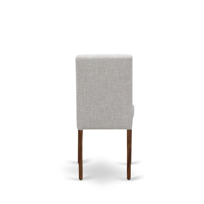 East West Furniture Dining Table Set- a Round Dining Table and Doeskin Parson Chairs, Antique Walnut (Pieces Option)