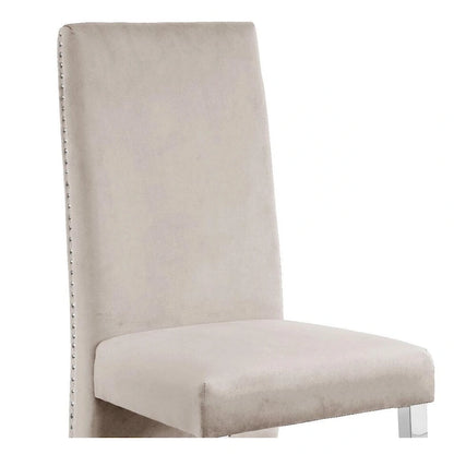 Best Quality Furniture Dining Chair includes Pleated Back, Nailhead-Trimmed, Chrome-Legged Chair (Set of 2)