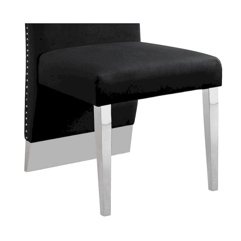 Best Quality Furniture Dining Chair includes Pleated Back, Nailhead-Trimmed, Chrome-Legged Chair (Set of 2)