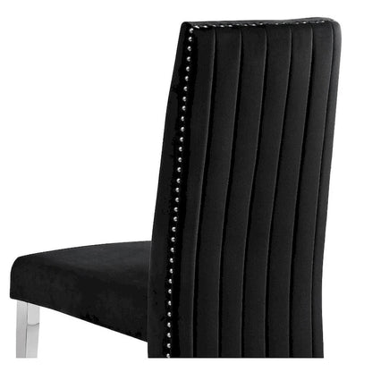 Best Quality Furniture Dining Chair includes Pleated Back, Nailhead-Trimmed, Chrome-Legged Chair (Set of 2)